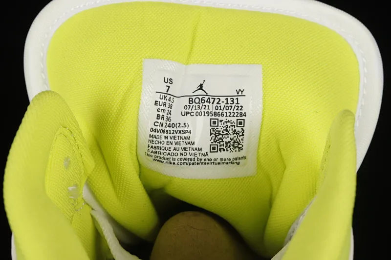 All categories Air Jordan Jordan series basketball shoes Air Jordan 1 Mid G version pure original Air Jordan AJ1 Mid "White Lime" AJ1 Joe 1 Green Lime China basketball shoes BQ6472-131